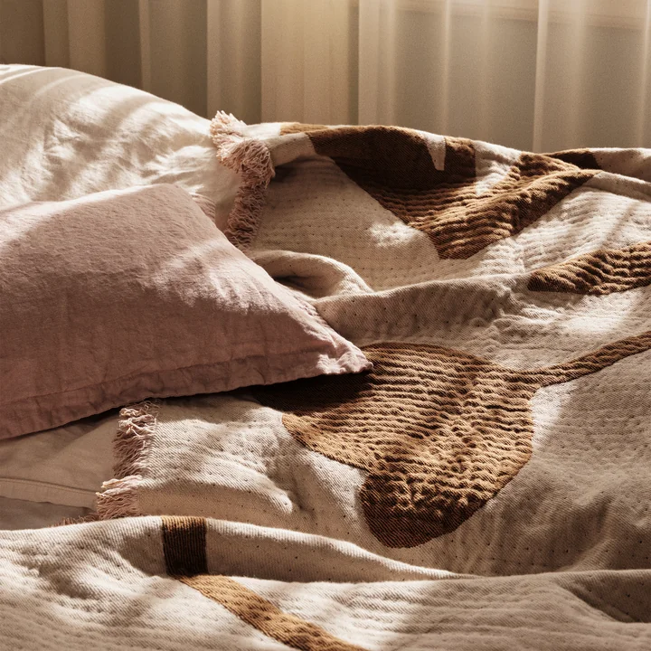 Broste Copenhagen - Rosita Decke, 130 x 180 cm, golden brown / mauve pink