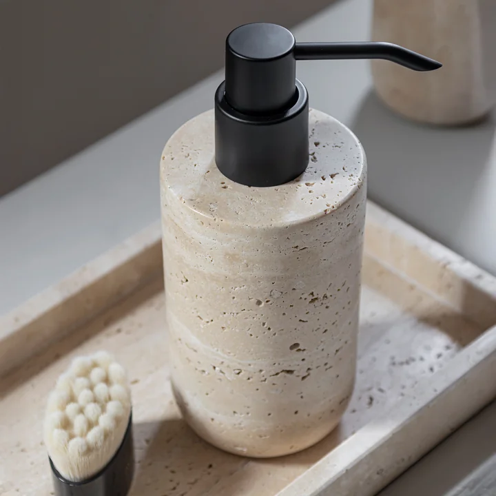 Mette Ditmer - Travertine Seifenspender, tall, leinen