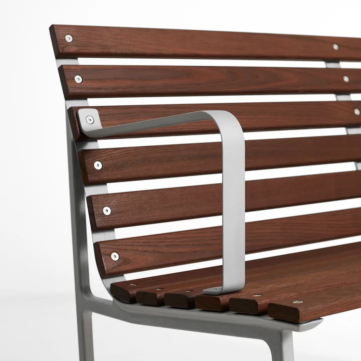 HAY - Traverse Dining Bench, mit Armlehnen, aluminium / Esche geölt