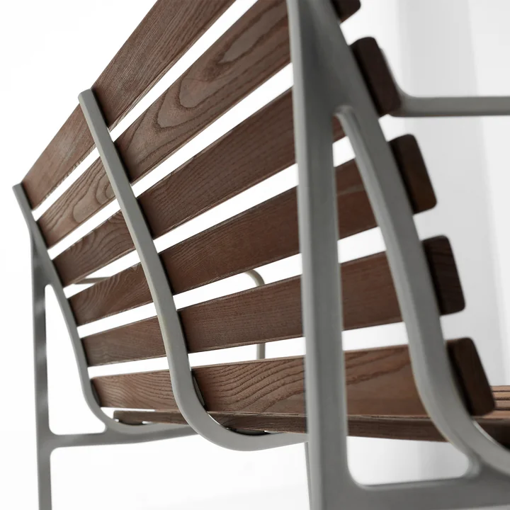 HAY - Traverse Dining Bench, mit Armlehnen, aluminium / Esche geölt