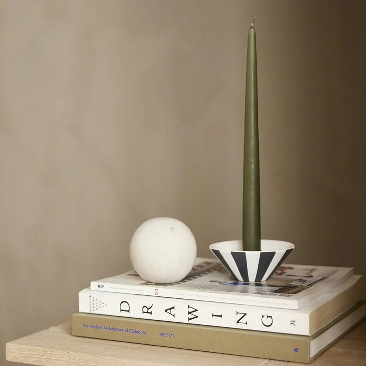 OYOY - Toppu Kerzenhalter, schwarz / weiß