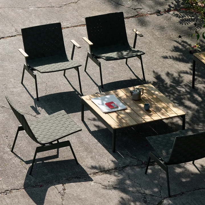 &Tradition - Ville AV50 Outdoor Kaffeetisch, 90 x 90cm, Teak / bronze green