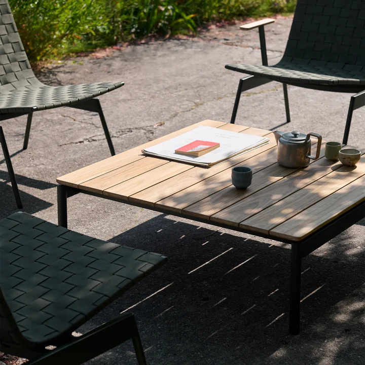 &Tradition - Ville AV50 Outdoor Kaffeetisch, 90 x 90cm, Teak / bronze green