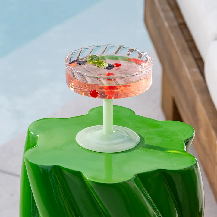 &klevering - Coupe Twirl Champagnerglas, grün (2er-Set)