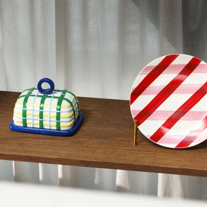 &klevering - Plaid Butterdose, blau, Bliss Teller