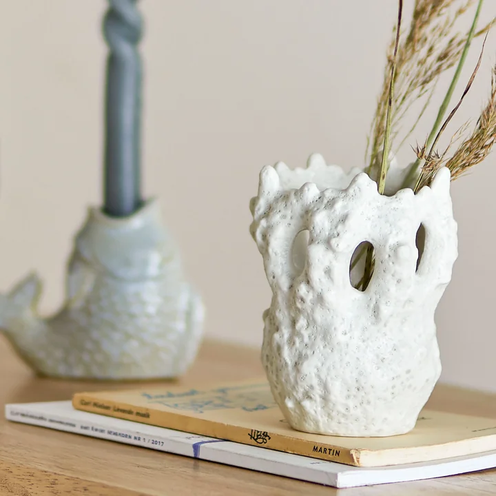 Bloomingville - Fianna Vase, H 12,5 cm, weiß