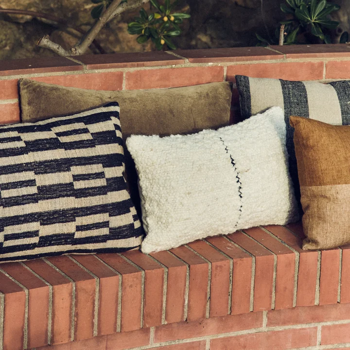 HKliving - Natural Wollkissen, 50 x 30 cm, striped