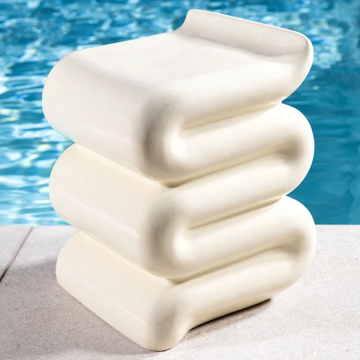 &klevering - Pillar Whip Beistelltisch, H 46 cm, off-white