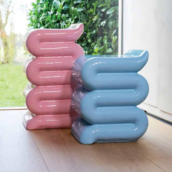 &klevering - Pillar Whip Beistelltisch, pink und pastellblau