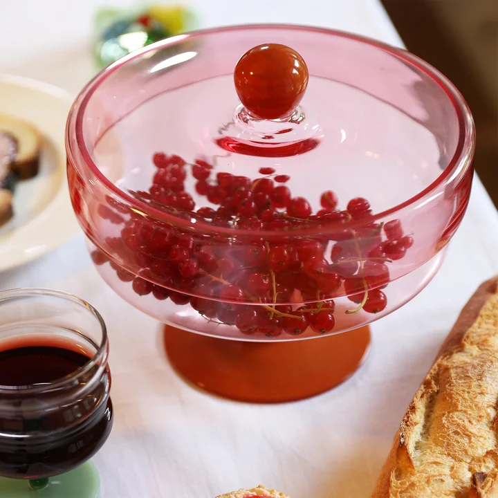 &klevering - Duo Aufbewahrungsglas, Ø 22 x 20 cm, pink / orange