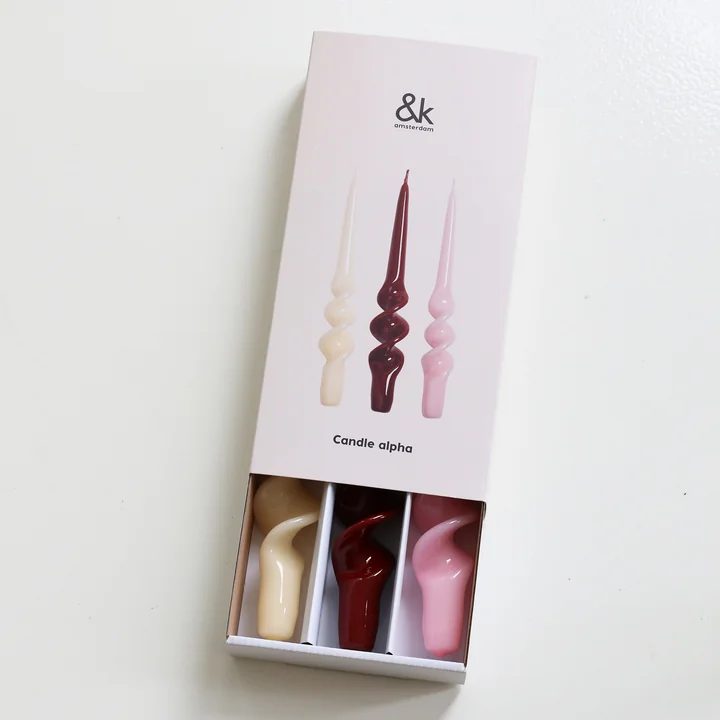 &klevering - Alpha Stabkerzen, rot (3er-Set)