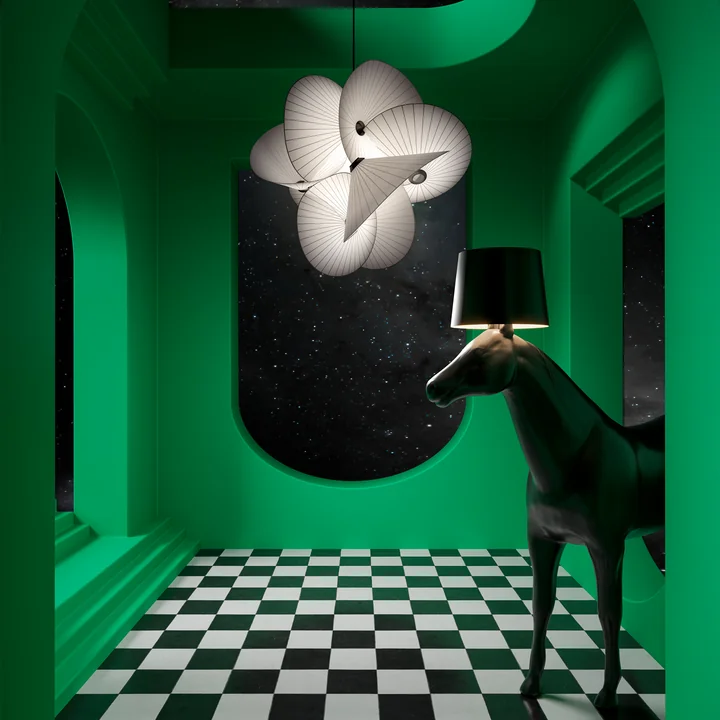 Moooi - Serpentine Pendelleuchte 8, Large, weiß / schwarz