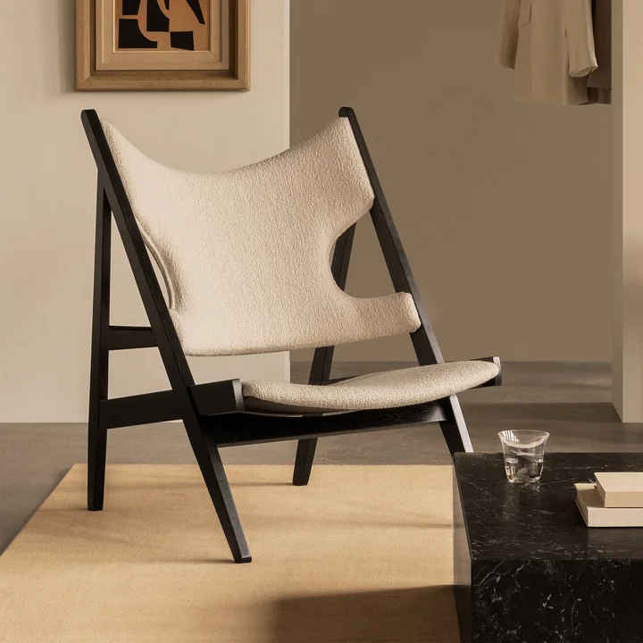 Audo - Knitting Chair, Eiche dunkel gebeizt / off-white (Audo Barnum Bouclé 24) (Limited Edition)