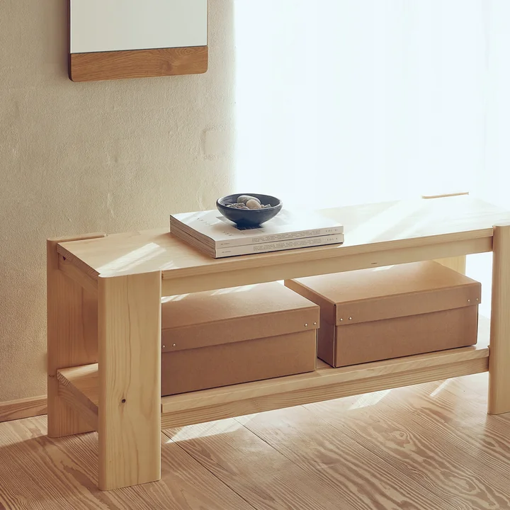 Form & Refine - Beam Bank, 112 cm, Kiefer matt lackiert