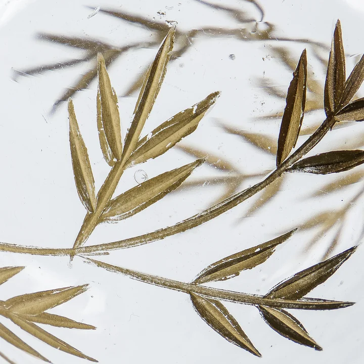 House Doctor - Leaf Ornament, Ø 7,5 cm, klar / gold