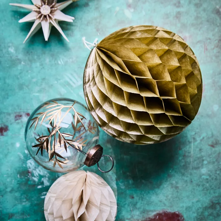 House Doctor - Leaf Ornament, Ø 7,5 cm, klar / gold