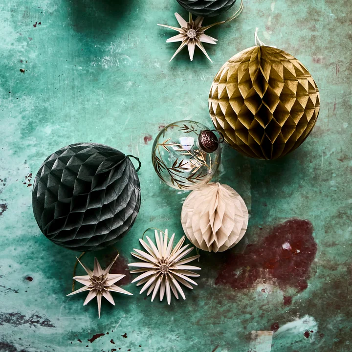 House Doctor - Leaf Ornament, Ø 7,5 cm, klar / gold