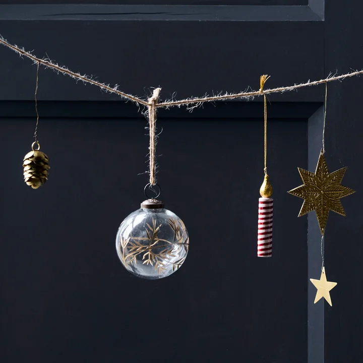 House Doctor - Leaf Ornament, Ø 7,5 cm, klar / gold