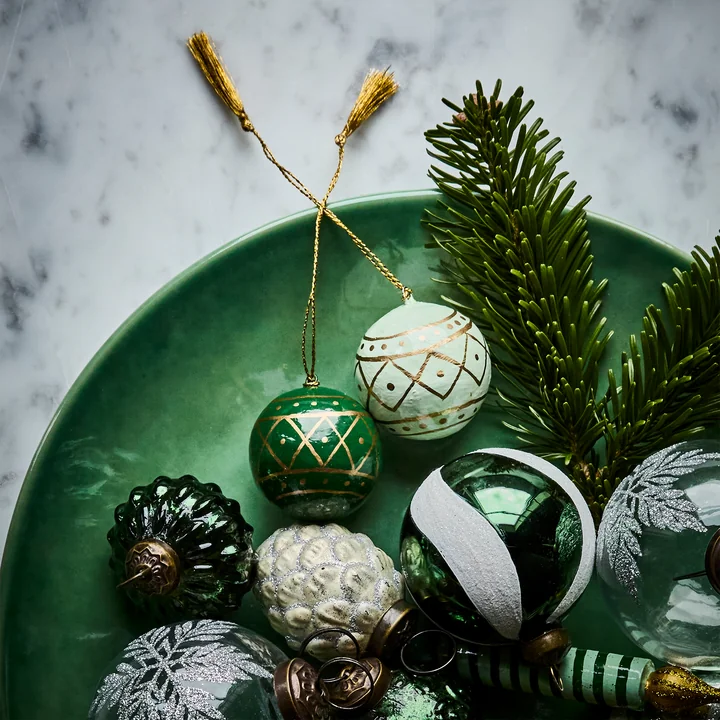 House Doctor - Mach Ornament, Ø 4 cm, dunkelgrün / mintgrün