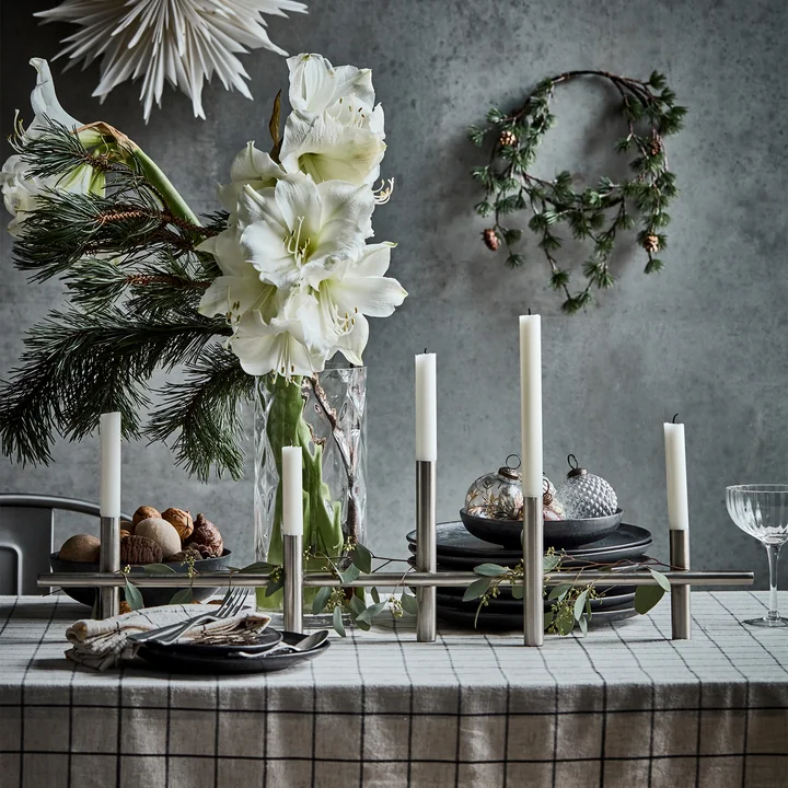 House Doctor - Maxi80 Kerzenständer, H 20 cm x L 80 cm, antikes silber