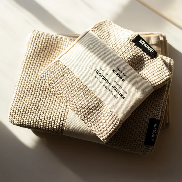 Humdakin - Spültuch und Küchenhandtuch aus Strick, light stone