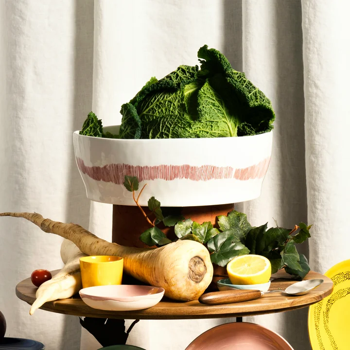 Serax - Feast Salatschale, white / red stripes