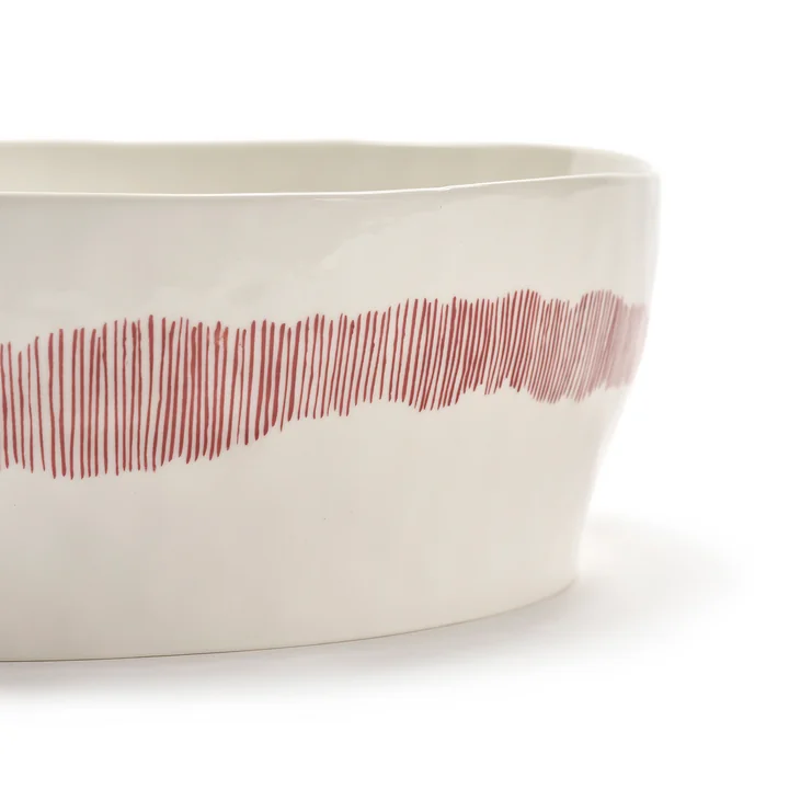 Serax - Feast Salatschale, white / red stripes