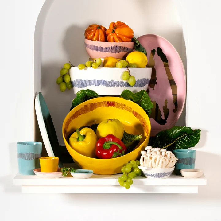 Serax - Feast Salatschale, yellow / red stripes