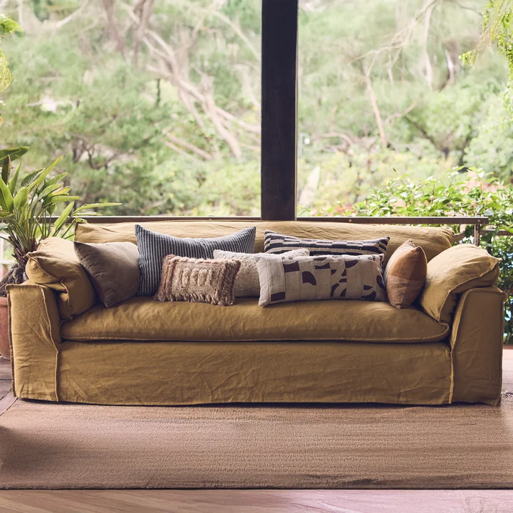 HKliving - Nomad Sofa, Leinen / burnt ochre