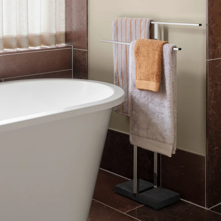 Blomus - Arto Badetuch, 140 x 70 cm, dünne Streifen, micro chip / tan