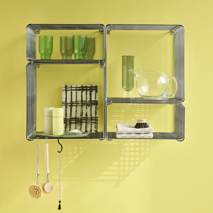 Montana - Panton Wire Half Height Regal und Regal Beistelltisch, chrom