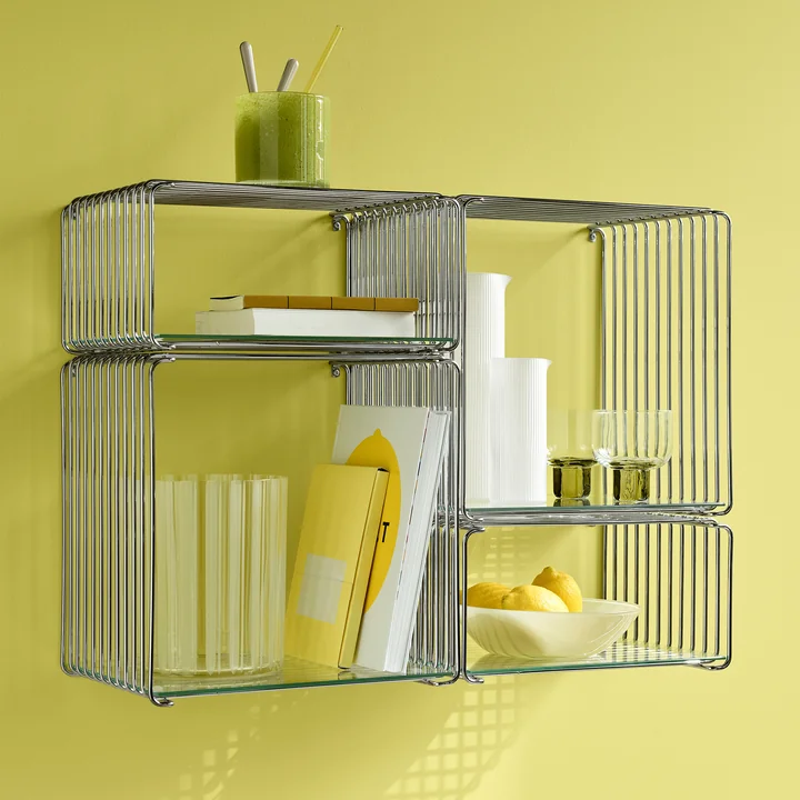 Montana - Panton Wire Half Height Regal und Regal Beistelltisch, chrom