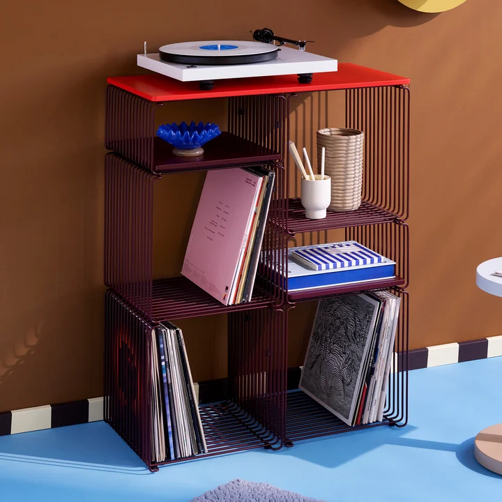 Montana - Panton Wire Half Height Regal und Regal Beistelltisch, schwarz-rot