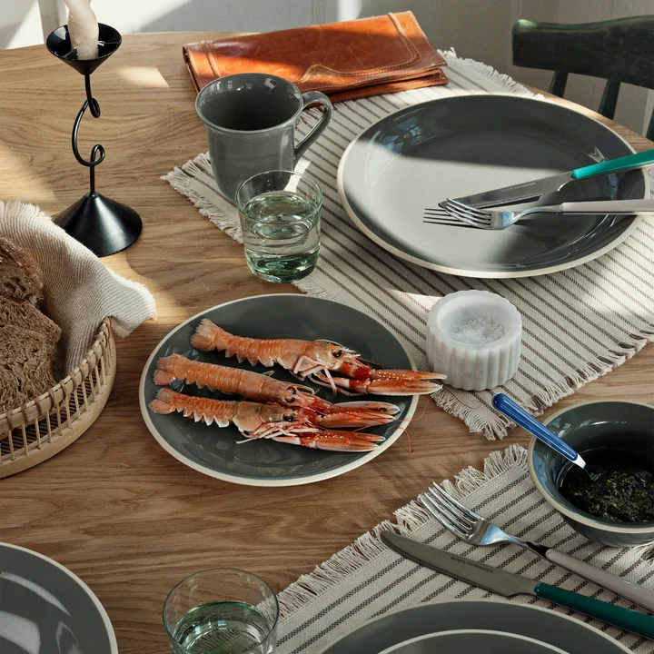 Broste Copenhagen - Elouise Tischläufer, 41,5 x 32 cm, off-white / fungi grey