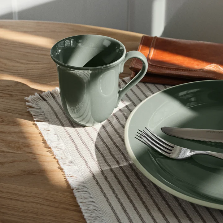 Broste Copenhagen - Elouise Tischläufer, 41,5 x 32 cm, off-white / fungi grey