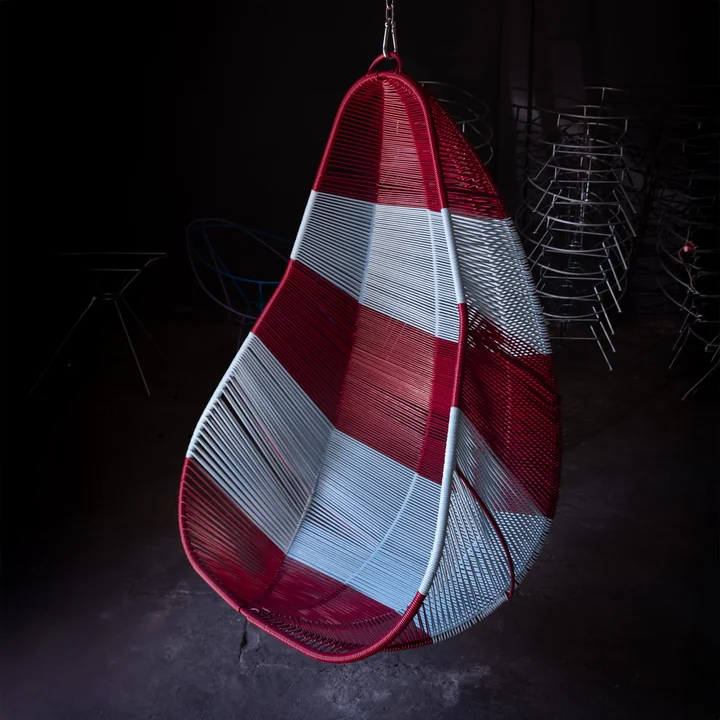 Acapulco Design - Acapulco Hängestuhl, CDMX_1, hellblau / burgunderrot