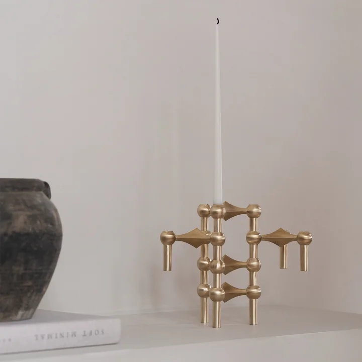 Stoff Nagel - Kerzenhalter, Messing gebürstet