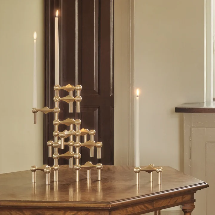 Stoff Nagel - Kerzenhalter, Messing gebürstet