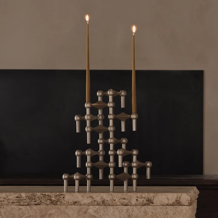 Stoff Nagel - Kerzenhalter, Chrom gebürstet 