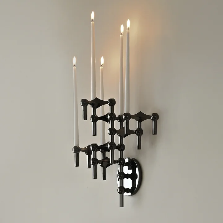 Stoff Nagel - Wandhalterung für Kerzenhalter, schwarz Chrom
