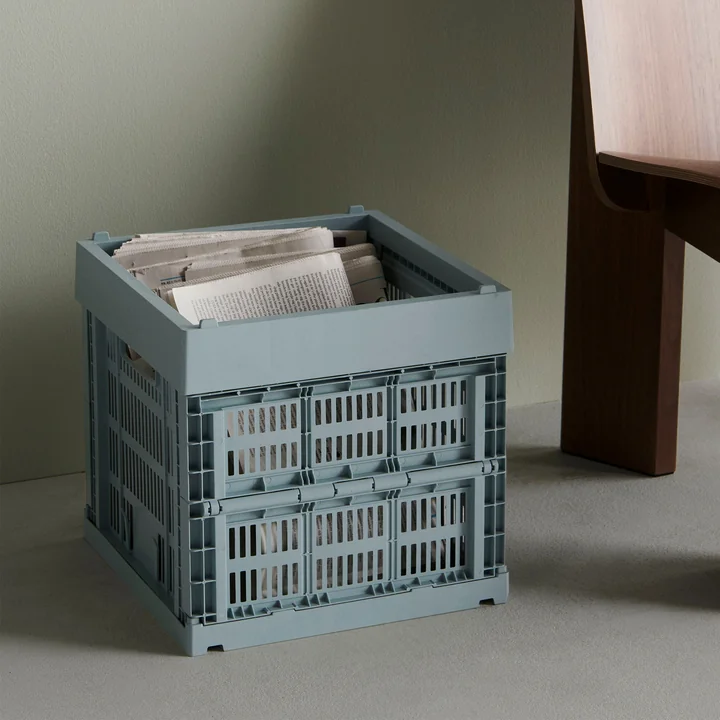 HAY - Colour Crate Korb Cube, 29,5 x 29,5 cm, dusty blue, recycled