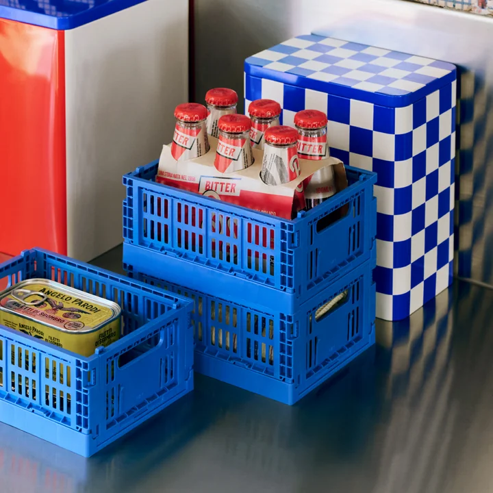 HAY - Colour Crate Korb Mini, 17 x 13 cm, electric blue, recycled (2er-Set)