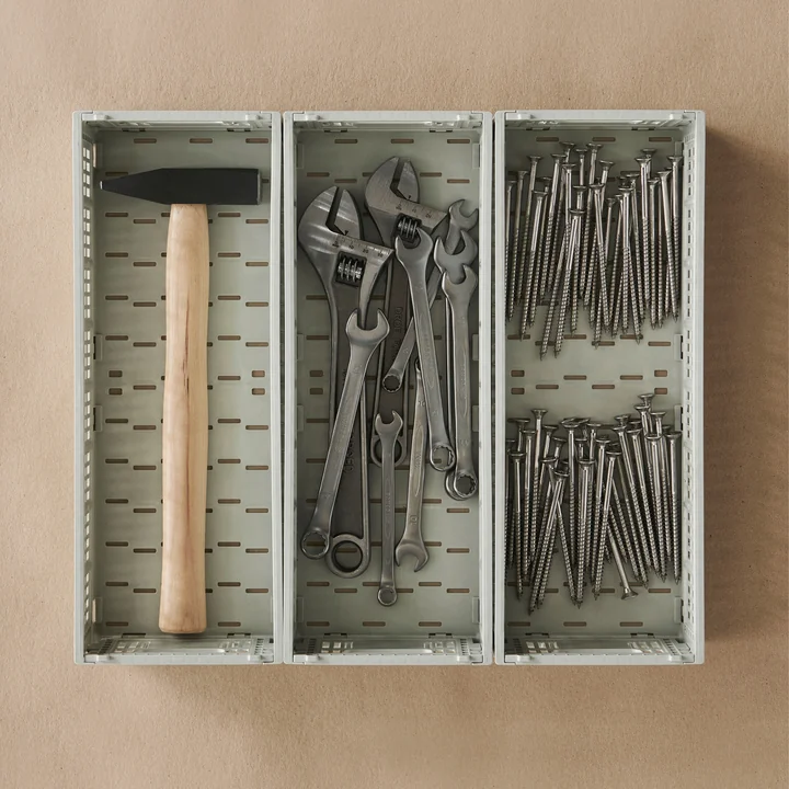 HAY - Colour Crate Korb Mini Oblong, grau, recycled