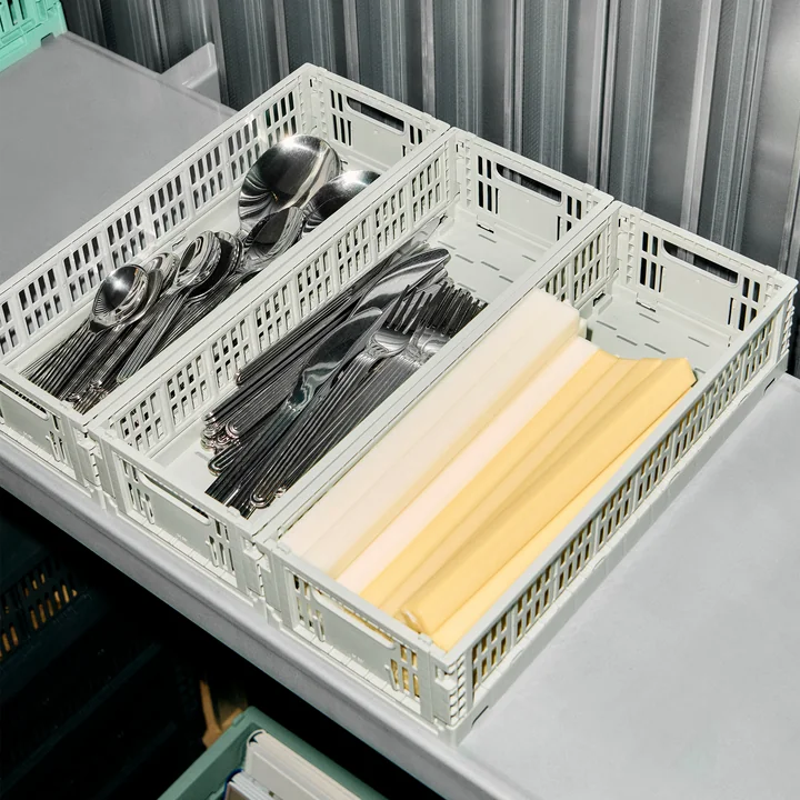 HAY - Colour Crate Korb Mini Oblong, grau, recycled