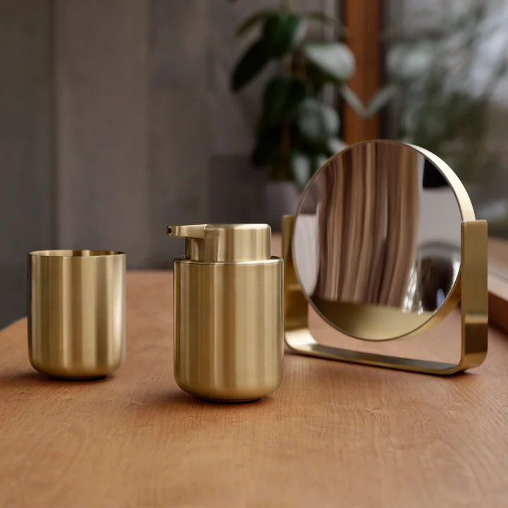 Zone Denmark - Ume Seifenspender und Zahnputzbecher, Messing