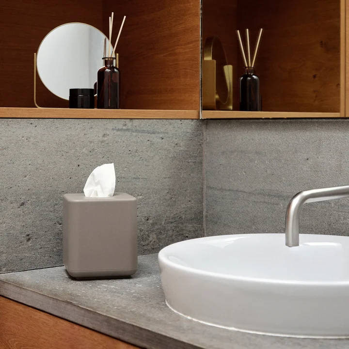 Zone Denmark - Ume Taschentuchbox, 13 x 13 x 15,1 cm, taupe