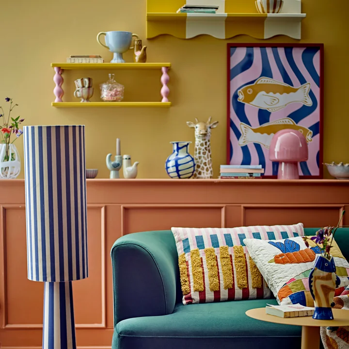 Bloomingville Mini - Bubbi Wandregal, 80 cm, gelb / weiß