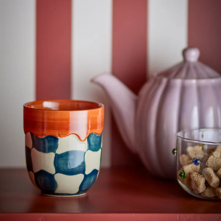 Bloomingville - Check Tasse 375 ml, blau