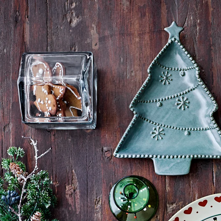 Bloomingville - Elius Gefäß mit Deckel, 10 x 14 x 10 cm, transparent