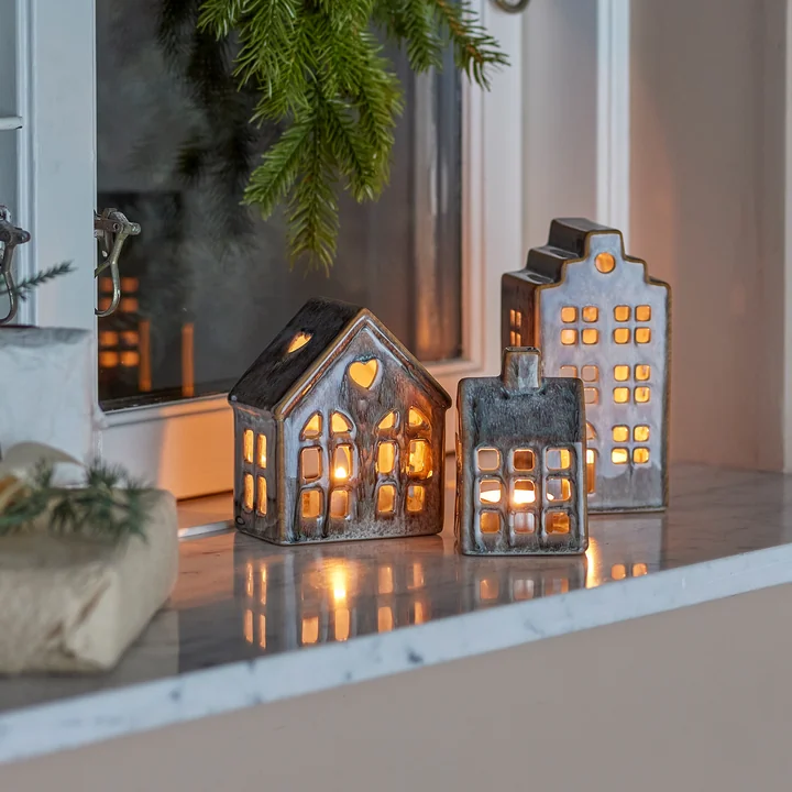 Bloomingville - Kalia Teelichthalter, braun (3er-Set)